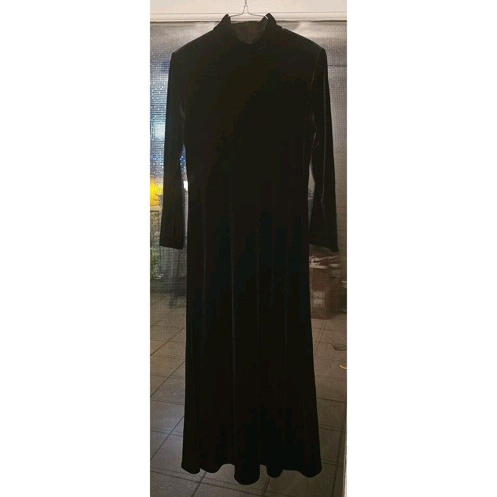Vintage Jeffrey & Dara Velour Black Gown Dress Womens L Halloween Costume Witch